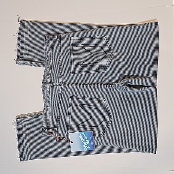 Show Me Your Mumu Blue Brooklyn Pants Jeans High Waist Pin Striped Cropped 30 - Picture 3 of 13